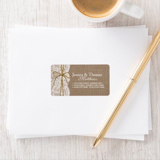 Het Collectie van de Rustic Twine Bow Wedding Etiket (Insitu)