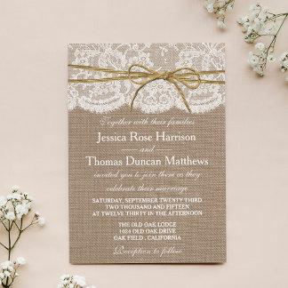 Het Collectie van de Rustic Twine Bow Wedding Kaart