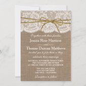 Het Collectie van de Rustic Twine Bow Wedding Kaart (Voorkant)