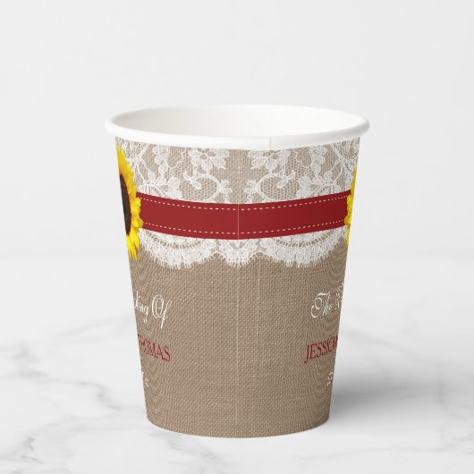 Het Collectie van de Rustige Zonnebloem - Rood Papieren Bekers (Rechts)