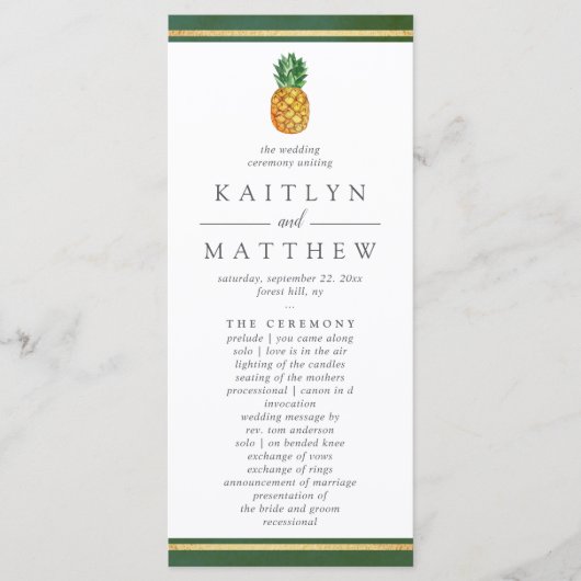 Het Collectie van de Tropische ananasbruiloft Programma (Voorkant)