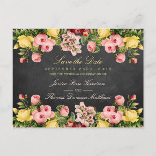 Het Collectie van Floral Chalkboard Wedding Aankondigingskaart