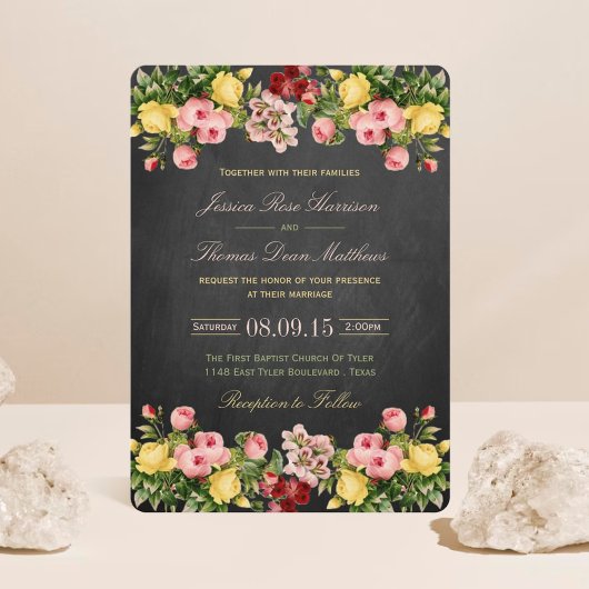 Het Collectie van Floral Chalkboard Wedding Kaart