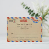 Het  Collectie van het Airmail Wedding RSVP Kaartje (Staand voorkant)