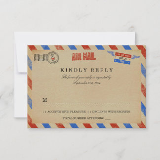 Het Collectie van het Airmail Wedding RSVP Kaartje