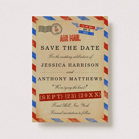 Het Collectie van het Airmail Wedding Save The Date