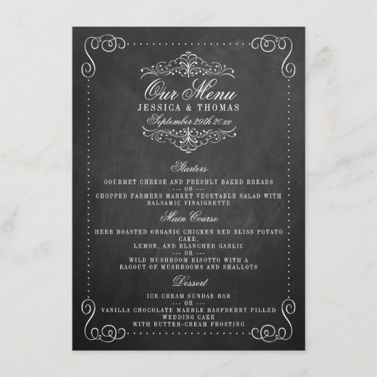 Het  Collectie van het Chalkboard Wedding - Menus Menu (Voorkant)
