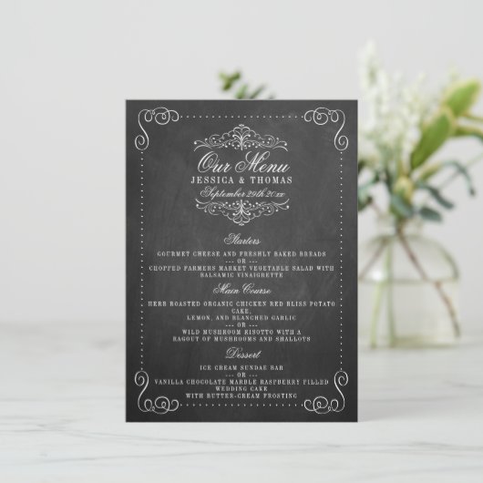 Het  Collectie van het Chalkboard Wedding - Menus Menu (Staand voorkant)
