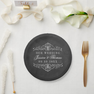 Het  Collectie van het Chalkboard Wedding Papieren Bordje