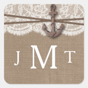 Het Collectie van het Rustische Nautical Anchor We Vierkante Sticker