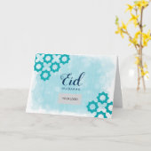 Het Collectieve Wenskaart van Eid - Blauw Kaart (Gele Bloem)