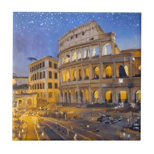 Het Colosseum in Rome 's nachts Tegeltje (Voorkant)