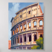 Het Colosseum Rome Waterverf Travel Poster (Voorkant)