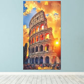 Het Colosseum schilderij bij zonsondergang Rome, I Canvas Afdruk (Insitu (Houten vloer))