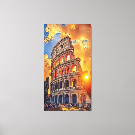 Het Colosseum schilderij bij zonsondergang Rome, I Canvas Afdruk (Voorkant)