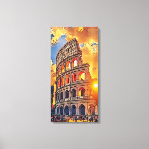 Het Colosseum Schilderij bij Zonsondergang Rome, I Canvas Afdruk