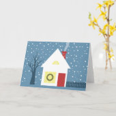 Het comfortabele Plattelandshuisje van Kerstmis Kaart (Gele Bloem)