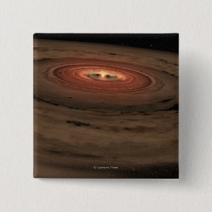 Het concept mini-zonnestelsel van kunstenaars in h vierkante button 5,1 cm