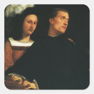 Het concert door Titian Vintage Renaissance Fijne Vierkante Sticker