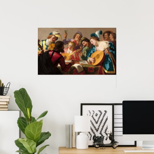 Het concert - Gerrit van Honthorst Fine Art Poster (Thuiskantoor)