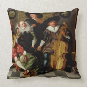 Het Concert (olieverf op paneel) Kussen