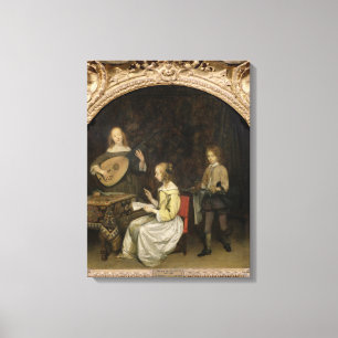 Het concert: Singer en Theorbo Player Canvas Afdruk