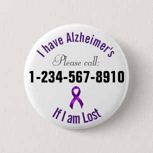 Het Contact van de Noodsituatie van Alzheimers Ronde Button 5,7 Cm