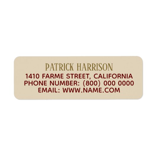 het contactinformatie van het terugkeeradres over  etiket (Voorkant)