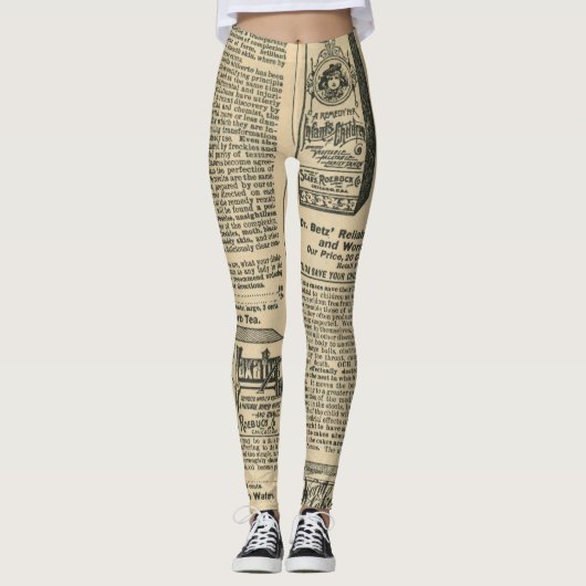 het coole oude patroon van de cataloguskrant leggings (Voorkant)