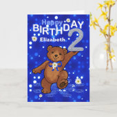 Het dansen de 2de Verjaardag van de Teddybeer voor Kaart (Gele Bloem)