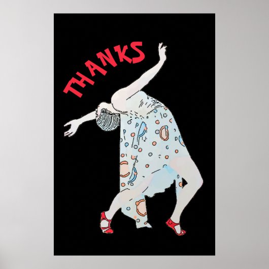 Het dansen, geeft tekst, BEDANKT, Poster uit (Voorkant)