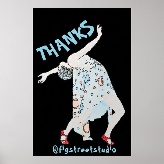 Het dansen, geeft tekst, BEDANKT, Poster uit (Voorkant)