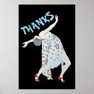 Het dansen, geeft tekst, BEDANKT, Poster uit