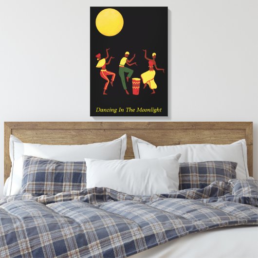 Het dansen in het Moonlight - editable teksten Canvas Afdruk (Insitu (Slaapkamer))