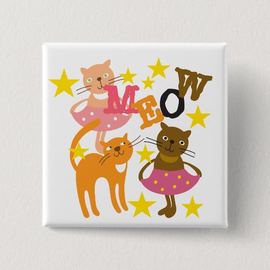 Het dansen Katten Vierkante Button 5,1 Cm (Voorkant)
