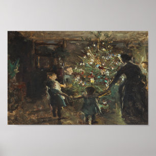 Het dansen rond de  druk van de kerstboom. poster