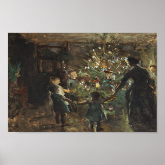 Het dansen rond de  druk van de kerstboom. poster