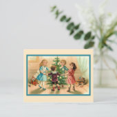 Het dansen rond de Kerstboom Feestdagenkaart (Staand voorkant)