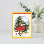 Het dansen rond de Kerstboom Feestdagenkaart (Staand voorkant)