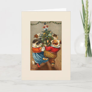 Het dansen rond de Kerstmiskaart van de Boom van K Feestdagen Kaart