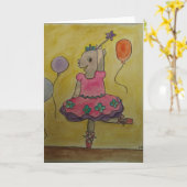 Het dansen Varken Greetingcard Kaart (Gele Bloem)
