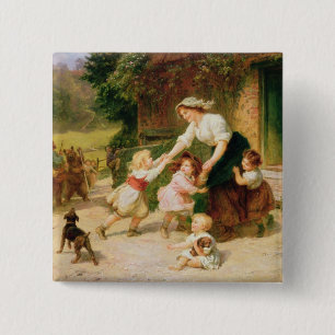 Het dansende Beer Vierkante Button 5,1 Cm
