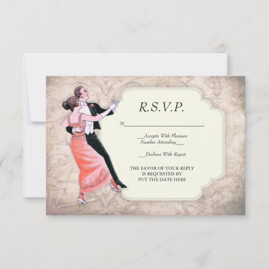 Het Dansende Couple R.S.V.P. van 1920 Kaart (Voorkant)