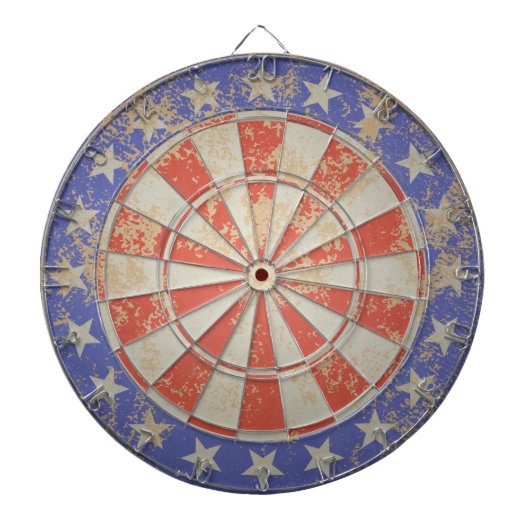 Het dartboard de V.S. markeert gebarsten oud Dartbord (Voorkant)