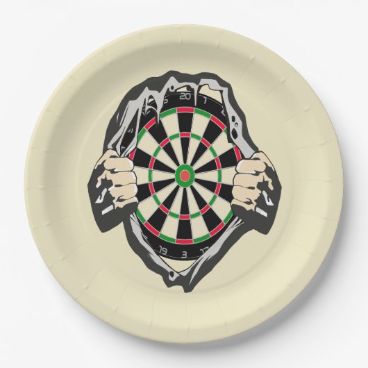 Het dartboard op je borst. papieren bordje (Voorkant)