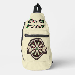 Het dartboard op je borst. sling bag