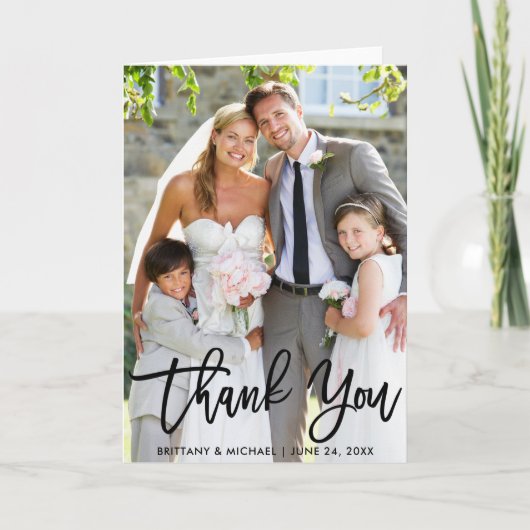 Het de Moderne Vouw van de Foto van het huwelijk V Kaart (Voorkant)