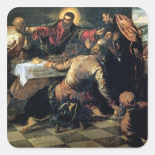 Het deeg bij Emmaus (olie op doek) Vierkante Sticker