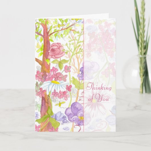 Het denken aan u de Roze Bladeren van Pansies van Kaart (Voorkant)