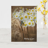 het denken aan u-witte madeliefjes en vlinder kaart (Gele Bloem)